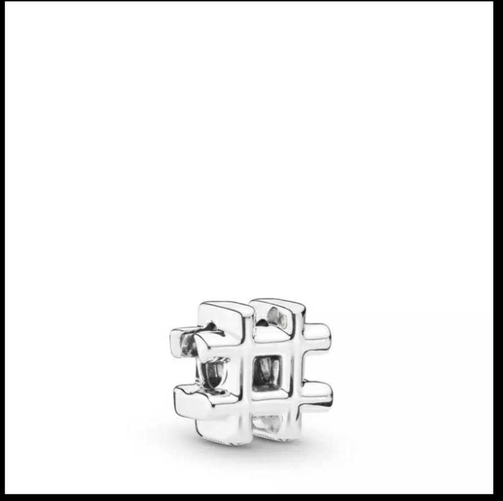 Hashtag silver charm